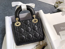Load image into Gallery viewer, Lady Dior mini black Cannage lambskin, with gold hdw