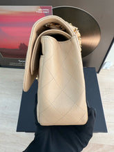 Load image into Gallery viewer, Chanel double flap jumbo beige caviar with gold hardware.