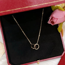 Load image into Gallery viewer, Cartier 18K rose gold double rings love pendant, half-paved diamond