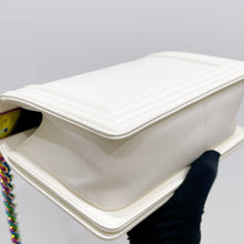 Load image into Gallery viewer, Chanel rare LED white medium boy bag with rainbow iridescent hdw