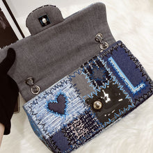 Load image into Gallery viewer, Chanel denim patchwork bag medium with silver hdw