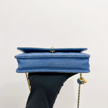 Load image into Gallery viewer, Chanel pearl crush denim wallet on chain (WOC), gold hdw