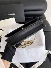 Load image into Gallery viewer, Chanel black caviar microchip WOC (wallet on chain) with gold hdw