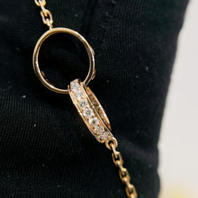 Load image into Gallery viewer, Cartier 18K rose gold double rings love pendant, half-paved diamond