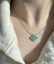 Load image into Gallery viewer, Van Cleef & Arpels 2022 light green celadon porcelain vintage Alhambra diamond holiday pendant necklace (VCA)