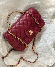 Load image into Gallery viewer, Chanel burgundy red mini 20cm with top handle, gold hdw.