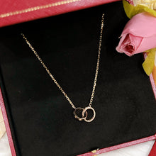 Load image into Gallery viewer, Cartier 18K rose gold double rings love pendant, half-paved diamond