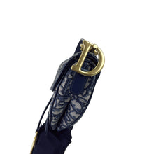 Load image into Gallery viewer, Dior blue oblique monogram jacquard medium saddle bag, with gold hardware