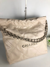 Load image into Gallery viewer, Chanel 22 small calfskin in ecru off white, matte silver hdw