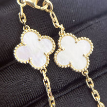 Load image into Gallery viewer, Van Cleef & Arpels (VCA) white mother of pearl 18k gold 10 motif vintage Alhambra necklace