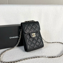 Load image into Gallery viewer, Chanel black caviar phone bag, light gold hdw