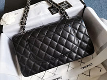 Load image into Gallery viewer, Chanel black caviar medium classic double flap, silver hdw