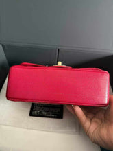 Load image into Gallery viewer, Chanel 18B raspberry red mini caviar chevron, with light gold hardware