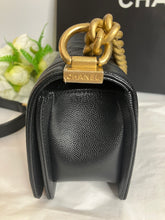 Load image into Gallery viewer, 2022 Chanel Small black caviar boy with aged good hdw