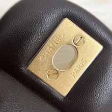 Load image into Gallery viewer, Chanel black mini lambskin, 20cm with top handle and gold hdw
