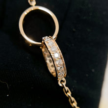 Load image into Gallery viewer, Cartier 18K rose gold double rings love pendant, half-paved diamond