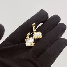 Load image into Gallery viewer, Van Cleef & (VCA) white mother of pearl 18k gold vintage Alhambra earrings