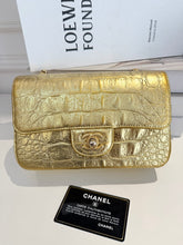 Load image into Gallery viewer, Chanel rare gold crocodile mini, aged gold hdw