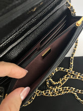 Load image into Gallery viewer, Chanel microchip black caviar WOC, wallet on chain, with gold hardware (no box)