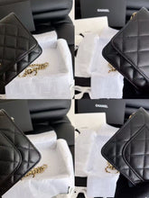 Load image into Gallery viewer, Chanel black caviar microchip WOC (wallet on chain) with gold hdw