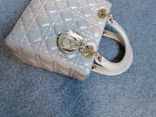Load image into Gallery viewer, Lady Dior medium pearl iridescent grey Cannage lambskin with gold hdw