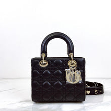 Load image into Gallery viewer, Lady Dior small black lambskin with gold hdw