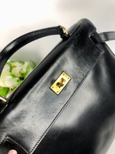 Load image into Gallery viewer, Hermes Vintage black box Kelly 28, gold hdw.