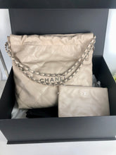 Load image into Gallery viewer, Chanel 22 small calfskin in ecru off white, matte silver hdw