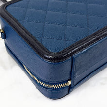 Load image into Gallery viewer, Chanel small blue filigree vanity, gold hdw