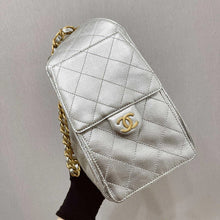 Load image into Gallery viewer, Chanel 25 small in rare silver caviar, aged gold hdw