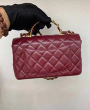 Load image into Gallery viewer, Chanel burgundy red mini 20cm with top handle, gold hdw
