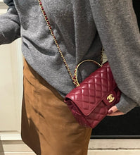 Load image into Gallery viewer, Chanel burgundy red mini 20cm with top handle, gold hdw.