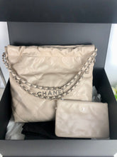 Load image into Gallery viewer, Chanel 22 small calfskin in ecru off white, matte silver hdw