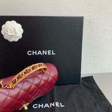 Load image into Gallery viewer, Chanel burgundy red mini 20cm with top handle, gold hdw