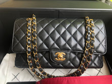 Load image into Gallery viewer, Chanel black caviar medium classic flap, gold hdw