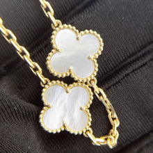 Load image into Gallery viewer, Van Cleef & Arpels (VCA) white mother of pearl 18k gold 10 motif vintage Alhambra necklace