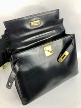 Load image into Gallery viewer, Hermes Vintage black box Kelly 28, gold hdw.