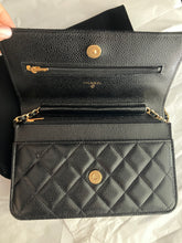Load image into Gallery viewer, Chanel microchip black caviar WOC, wallet on chain, with gold hardware (no box)
