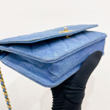 Load image into Gallery viewer, Chanel pearl crush denim wallet on chain (WOC), gold hdw