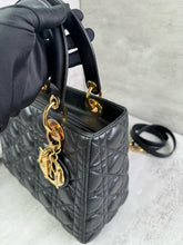 Load image into Gallery viewer, Lady Dior medium black Cannage lambskin with gold hdw