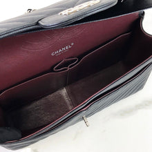 Load image into Gallery viewer, Chanel black caviar chevron jumbo, silver hdw