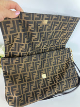 Load image into Gallery viewer, Fendi Mia Tobacco Zucca Print Canvas Large Flap Shoulder Bag