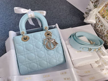 Load image into Gallery viewer, Lady Dior small blue Cannage lambskin, with gold hdw. 2024