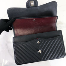 Load image into Gallery viewer, Chanel black caviar chevron jumbo, silver hdw