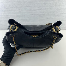 Load image into Gallery viewer, Chanel 25A hobo small black calfskin, coco base shopping bag with light gold hardware