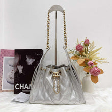 Load image into Gallery viewer, Chanel 25 small in rare silver caviar, aged gold hdw