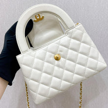Load image into Gallery viewer, Chanel white Kelly Nano, crinkled shiny calfskin with aged gold hdw