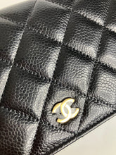 Load image into Gallery viewer, Chanel microchip black caviar (WOC) wallet on chain, with gold hardware