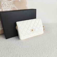 Load image into Gallery viewer, Chanel pearl crush (adjustable strap) wallet on chain woc white with gold hdw