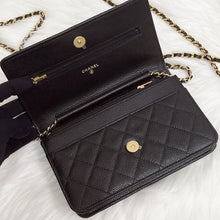 Load image into Gallery viewer, Chanel black caviar woc, gold hdw, with magnetic closure.
